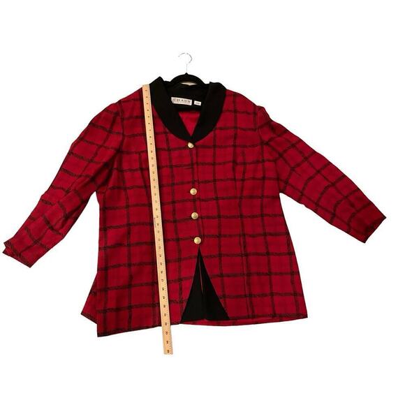 Chaus Jacket Top Women's 24W Plus Black Red Check 100% Polyester Shawl Collar - Picture 5 of 6